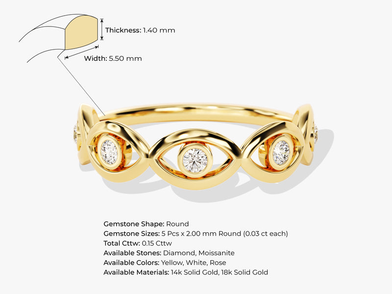 Half Eternity Evil Eye Ring