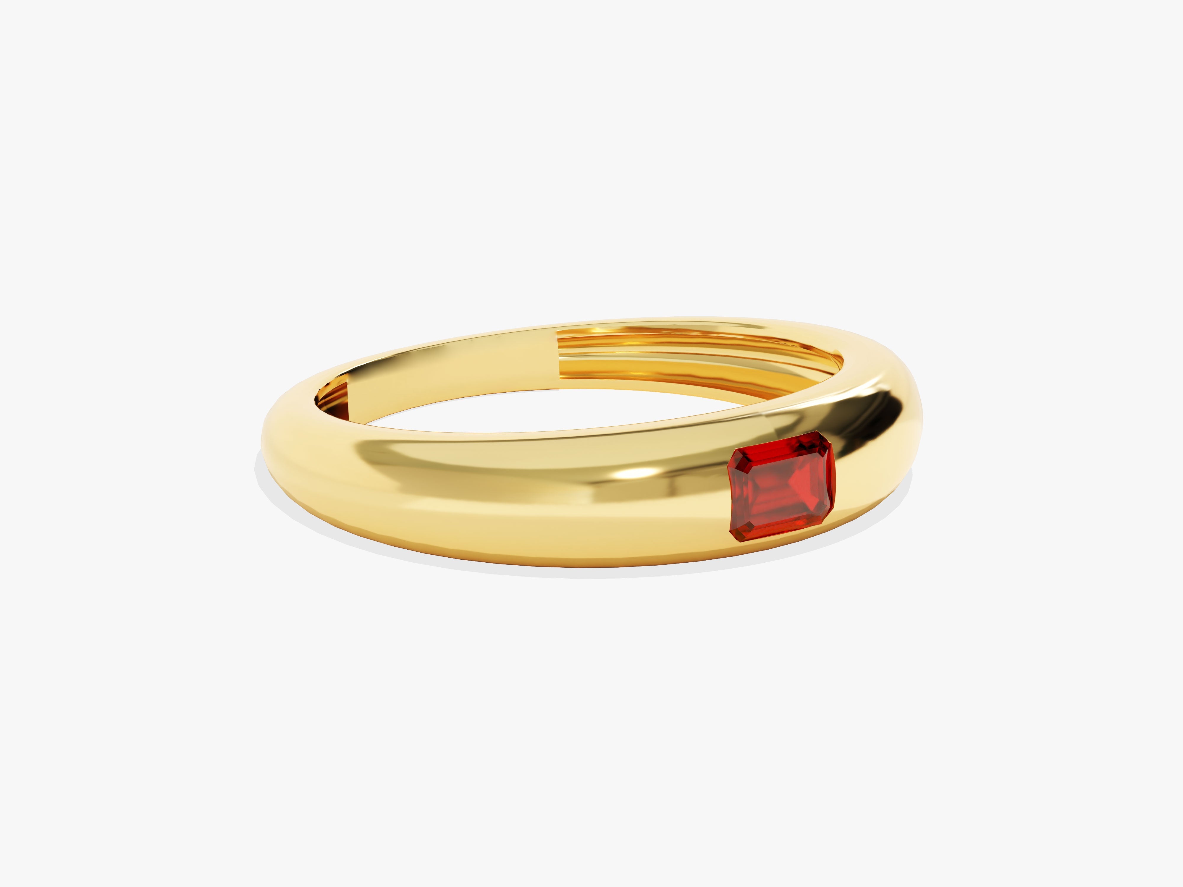 Gold ring with emerald-cut ruby gemstone, fine jewelry