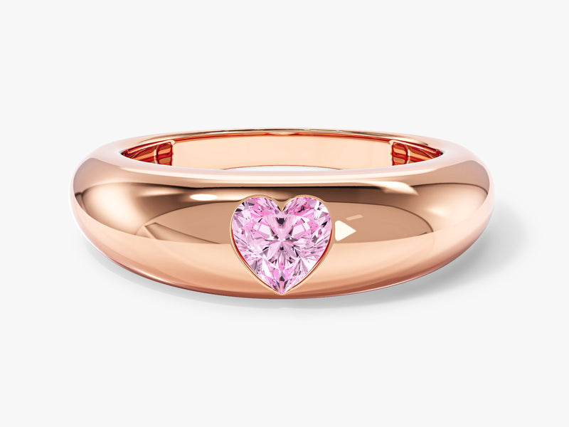 Flush Set Heart Cut Bold Promise Ring