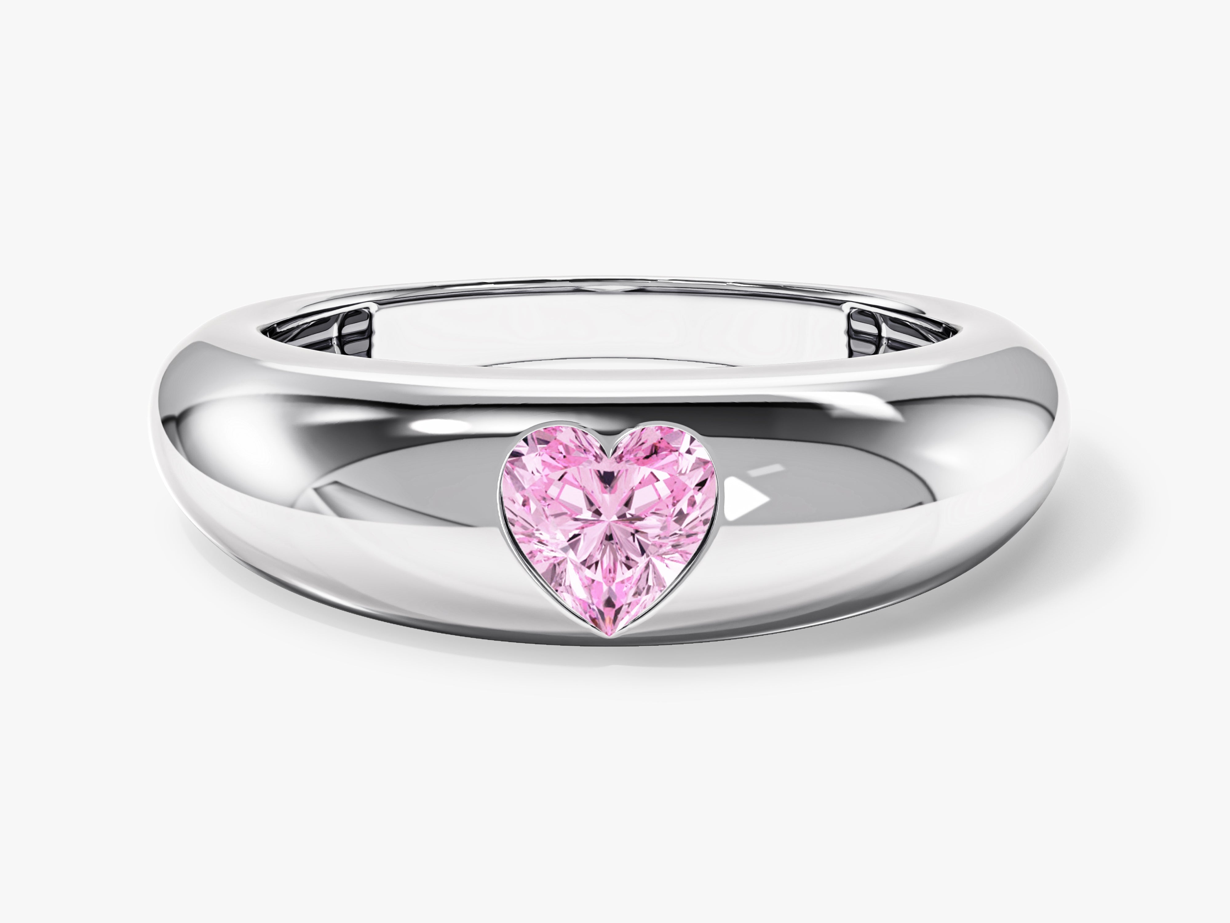 Silver ring with pink heart-shaped gemstone, jewelry
