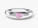 Flush Set Heart Cut Bold Promise Ring