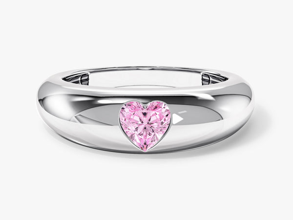 Flush Set Heart Cut Bold Promise Ring