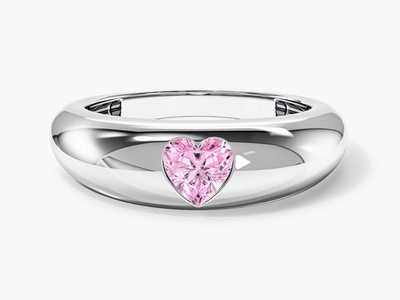 Flush Set Heart Cut Bold Promise Ring