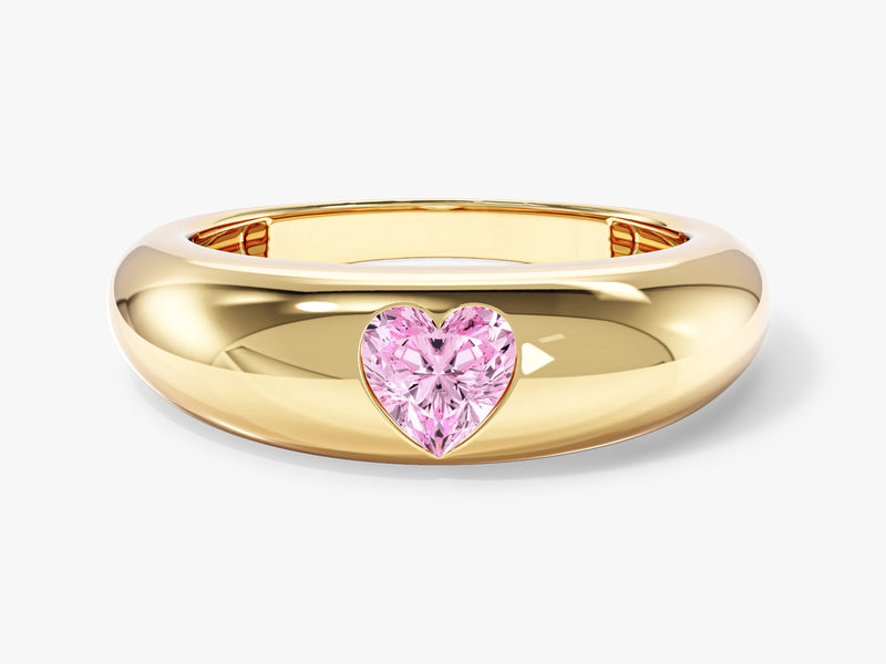 Flush Set Heart Cut Bold Promise Ring