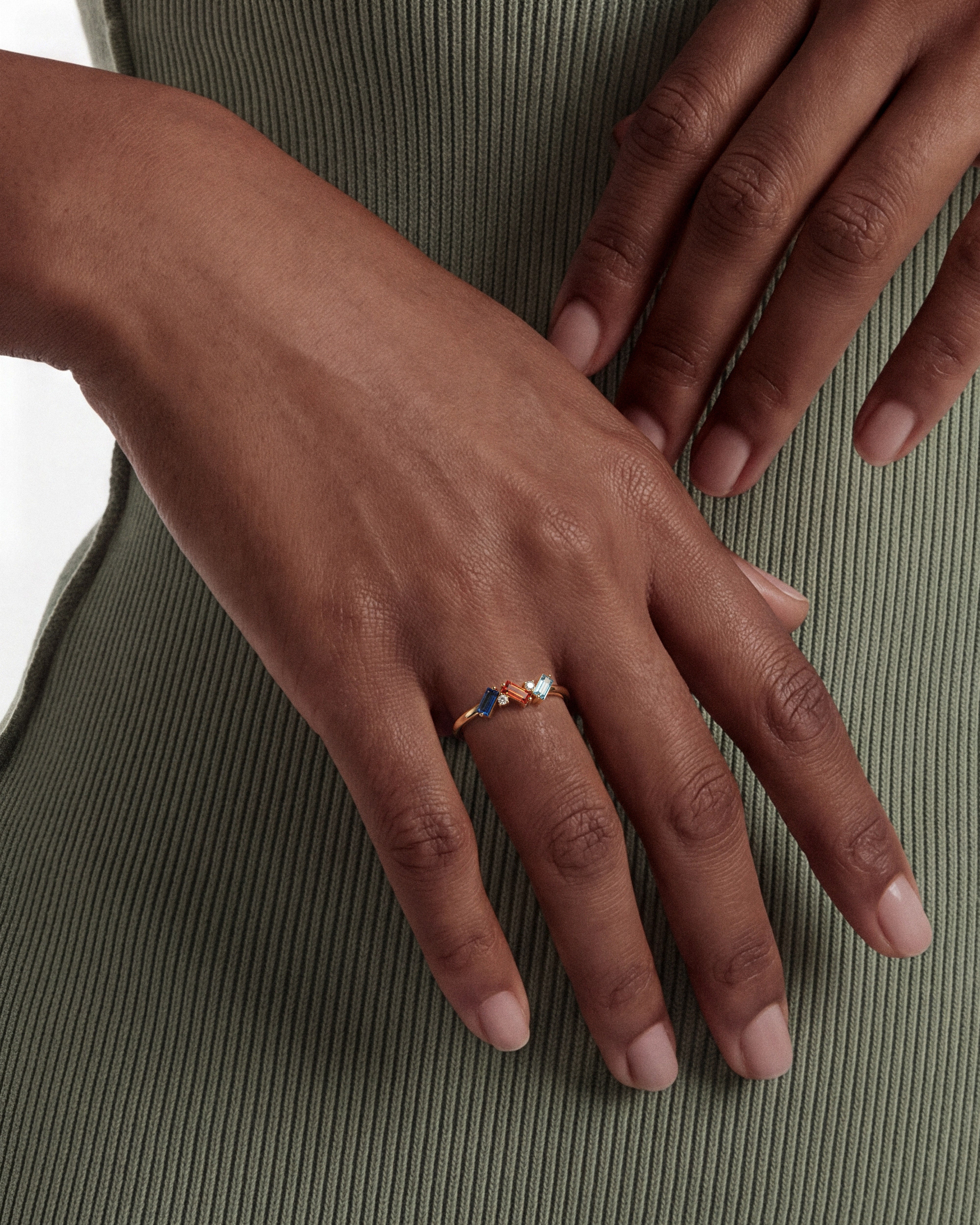 Baguette Family Birthstone Ring