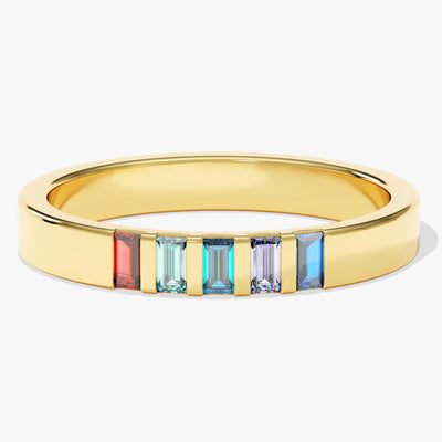 Baguette Multi Birthstone Ring