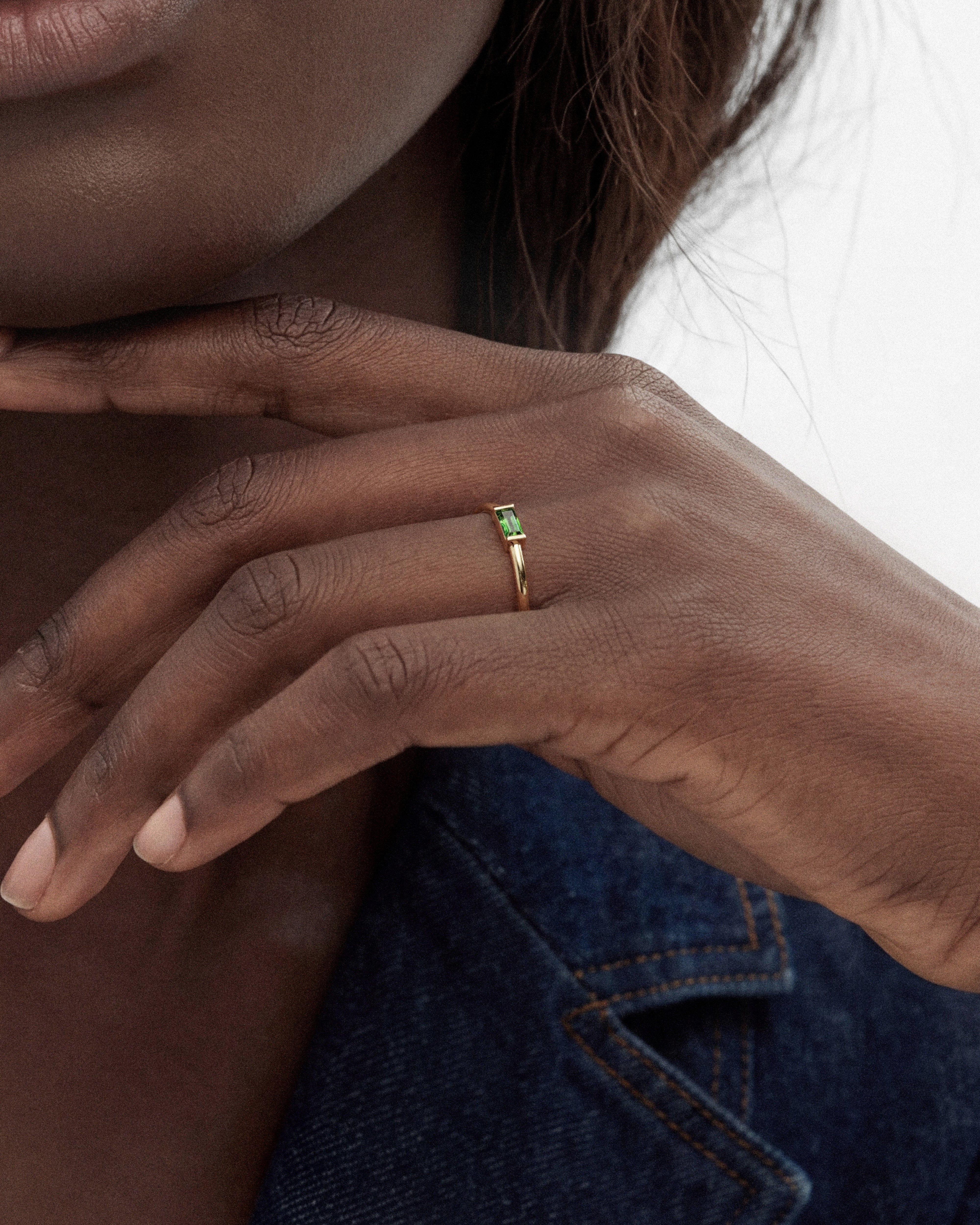 Bezel Set Baguette Birthstone Ring