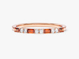 Baguette and Double Round Birthstone Ring