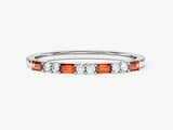 Baguette and Double Round Birthstone Ring