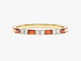 Baguette and Double Round Birthstone Ring