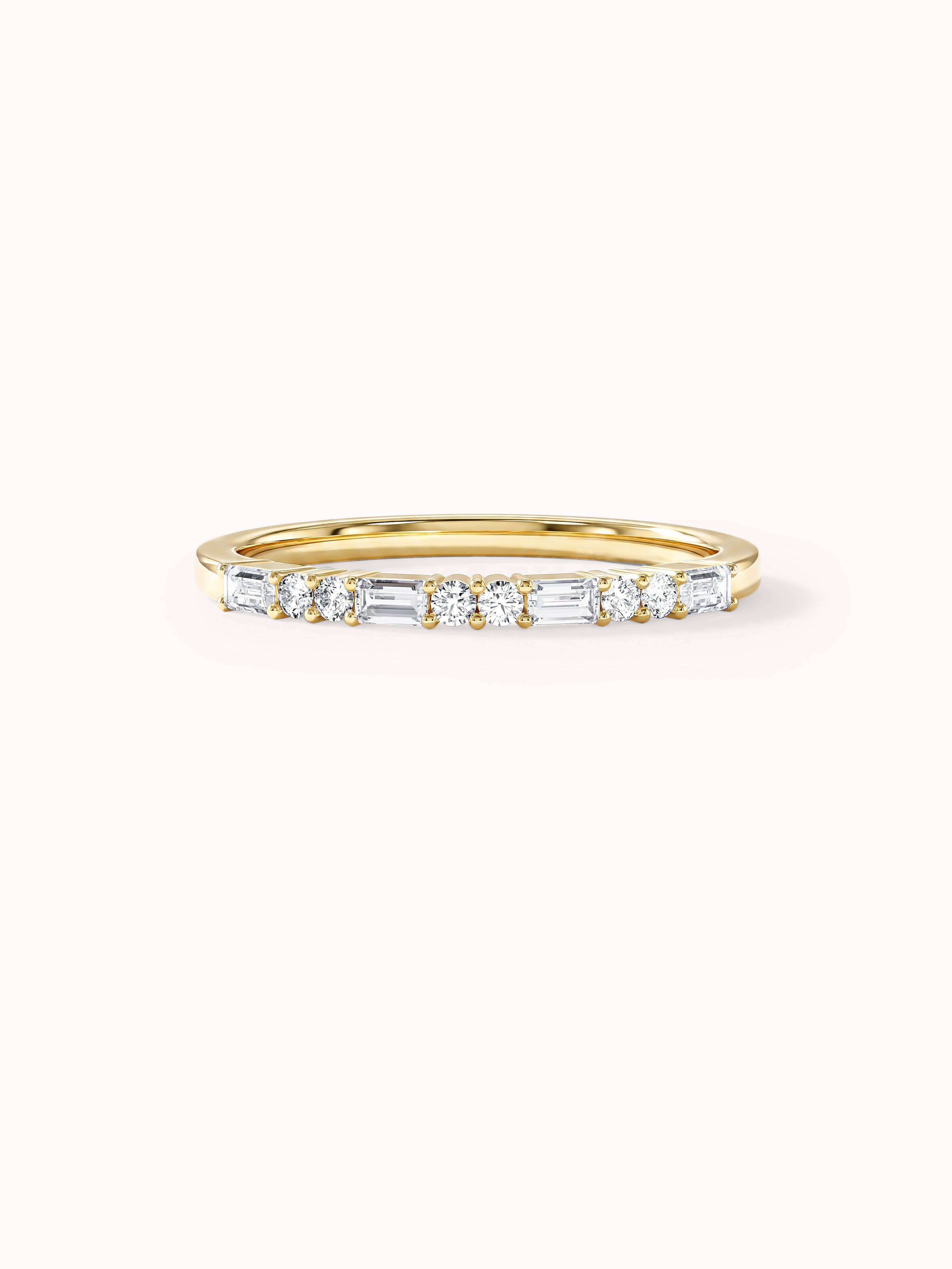 Baguette and Double Round Wedding Band
