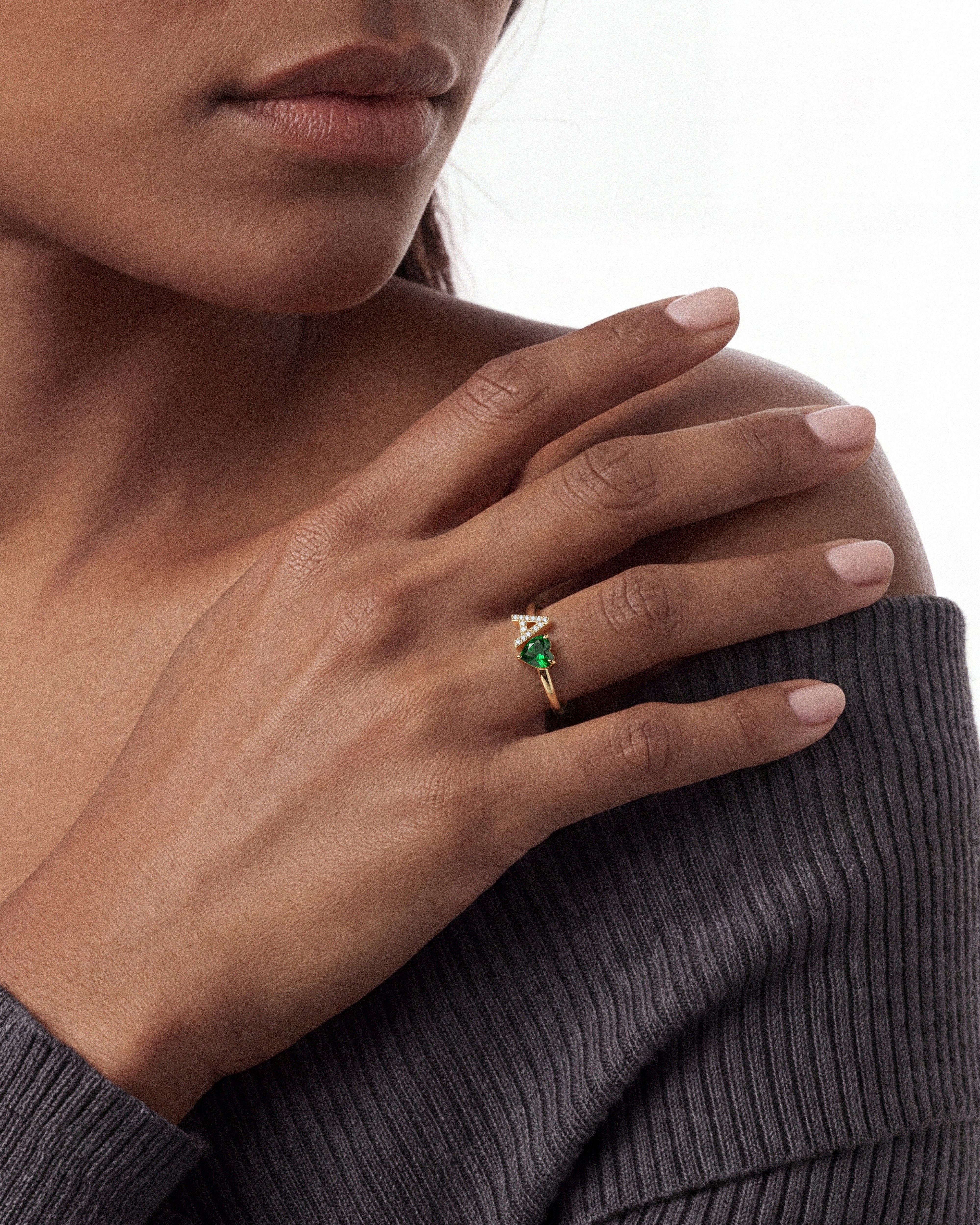 Letter Heart Birthstone Ring