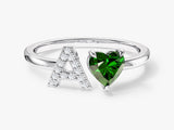 Initial Heart Birthstone Ring