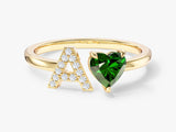Initial Heart Birthstone Ring