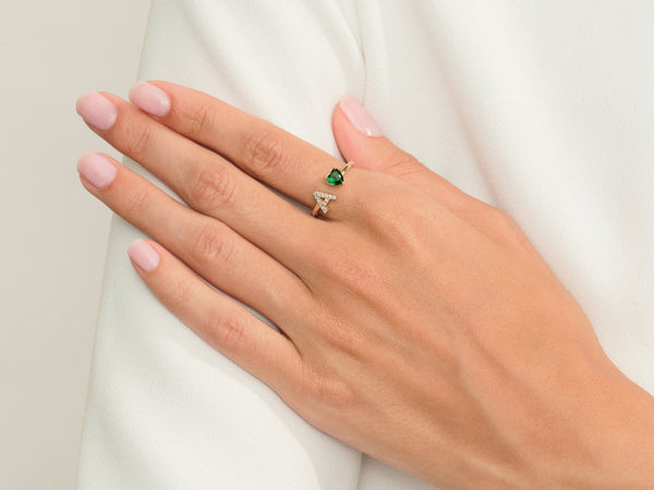 Initial Heart Birthstone Ring