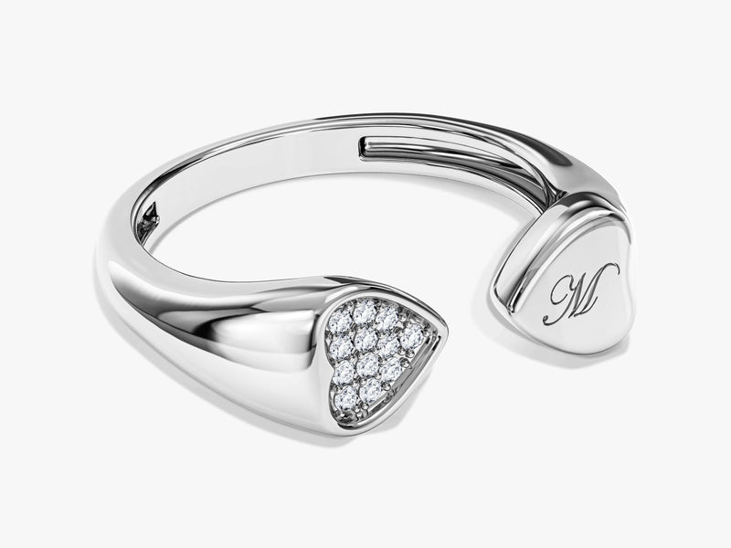 Heart Pave Set Open Ring
