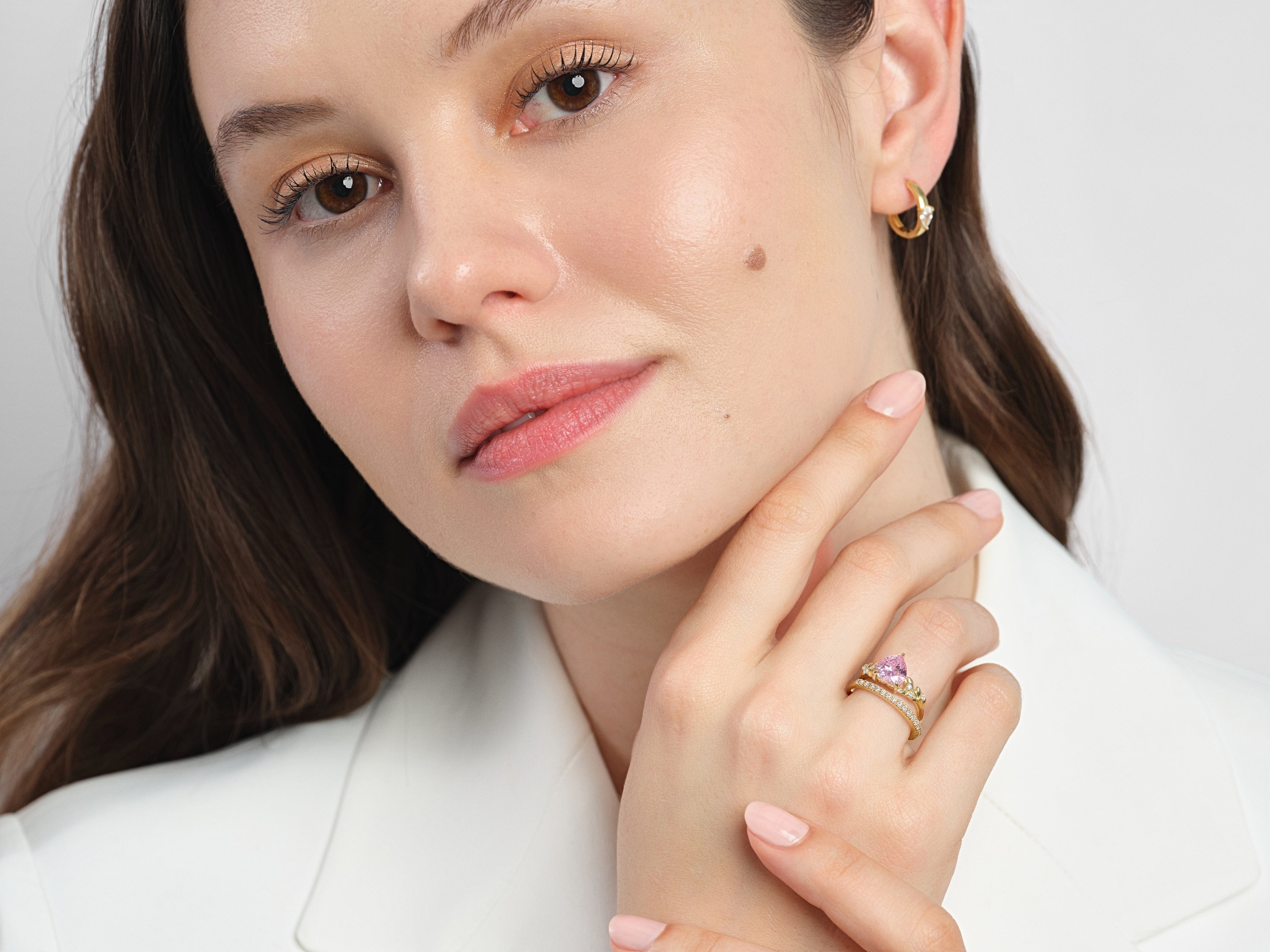 Nature Inspired Heart Birthstone Ring