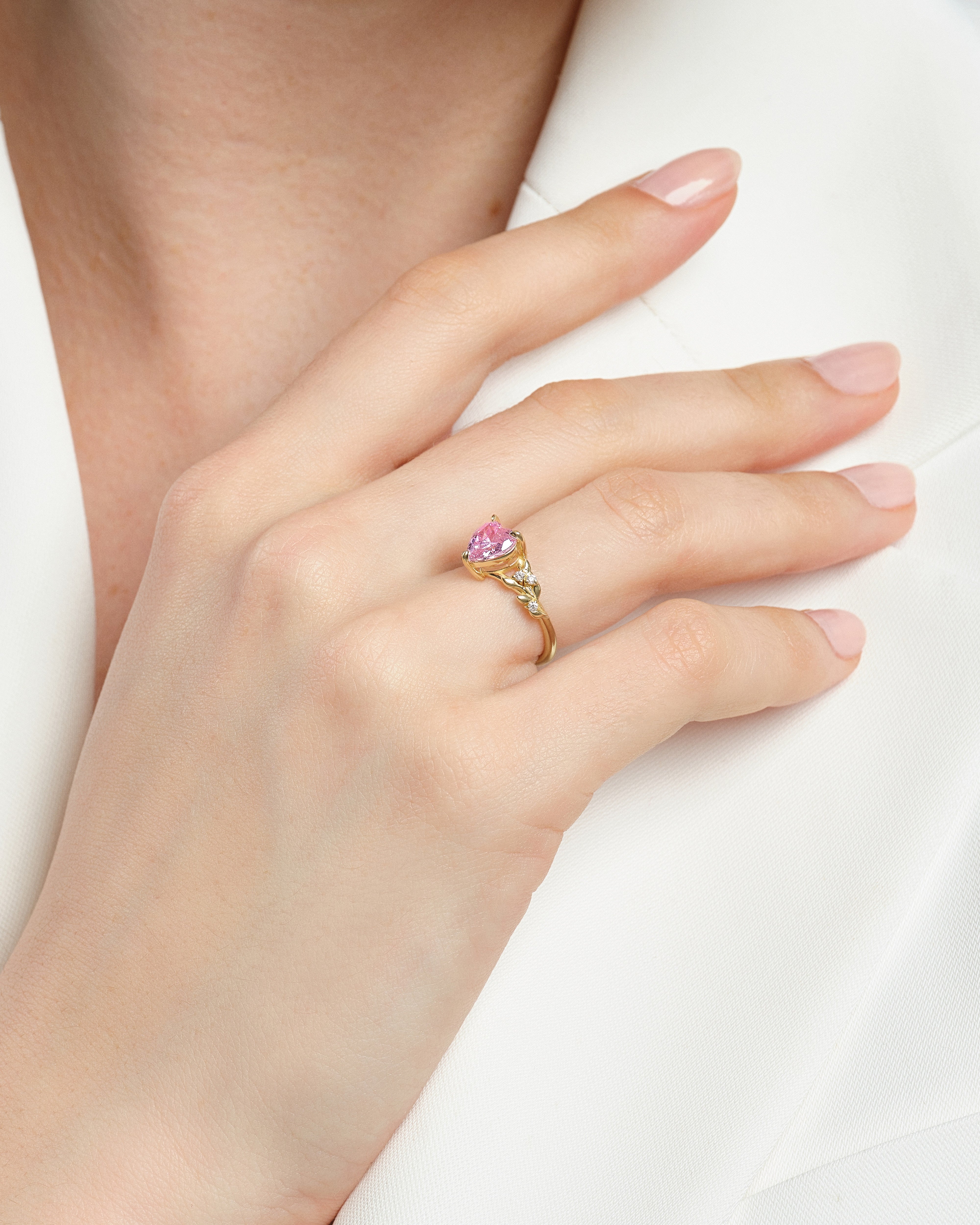 Nature Inspired Heart Birthstone Ring