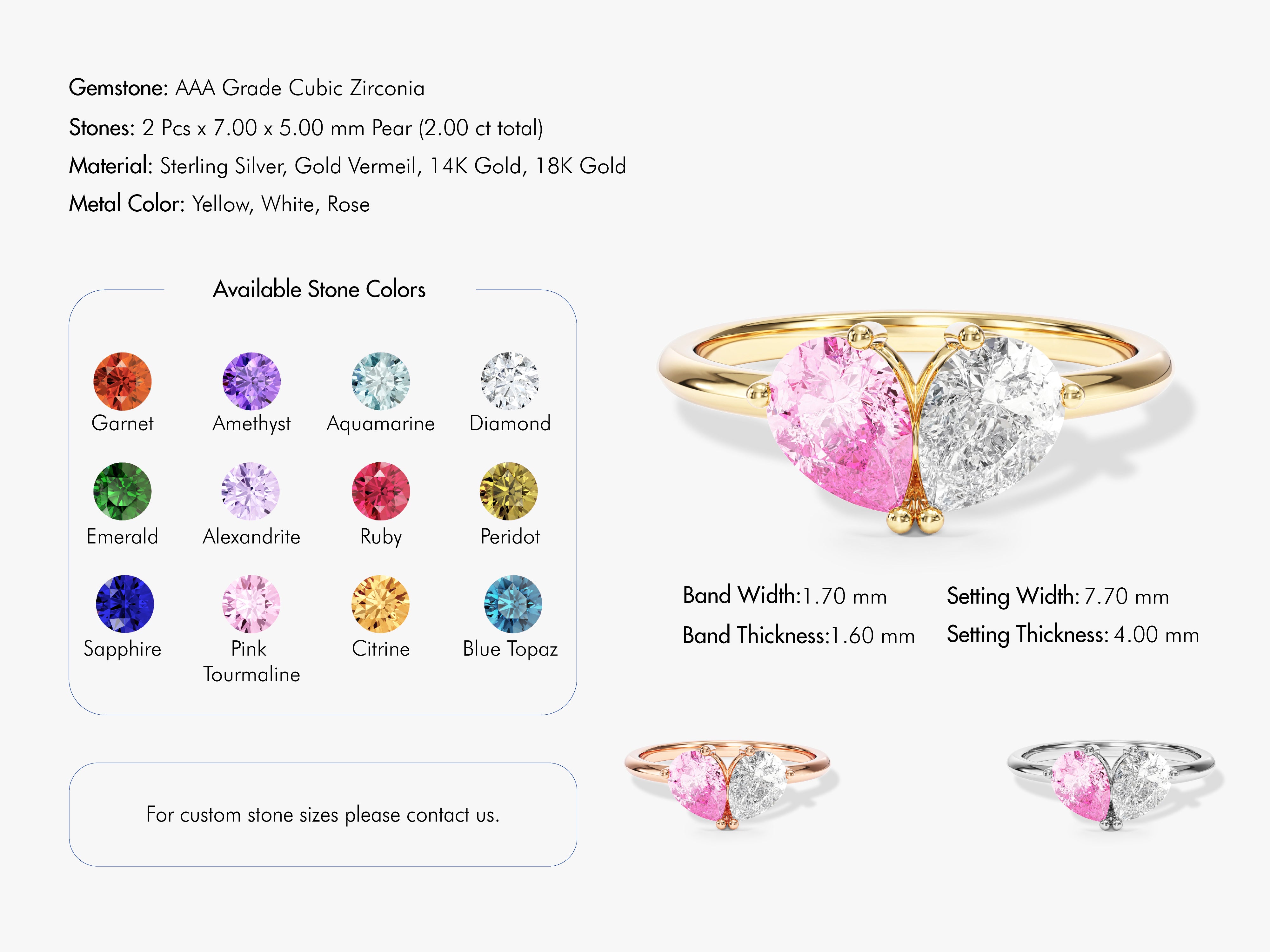 Pear and Pear Toi et Moi Birthstone Ring