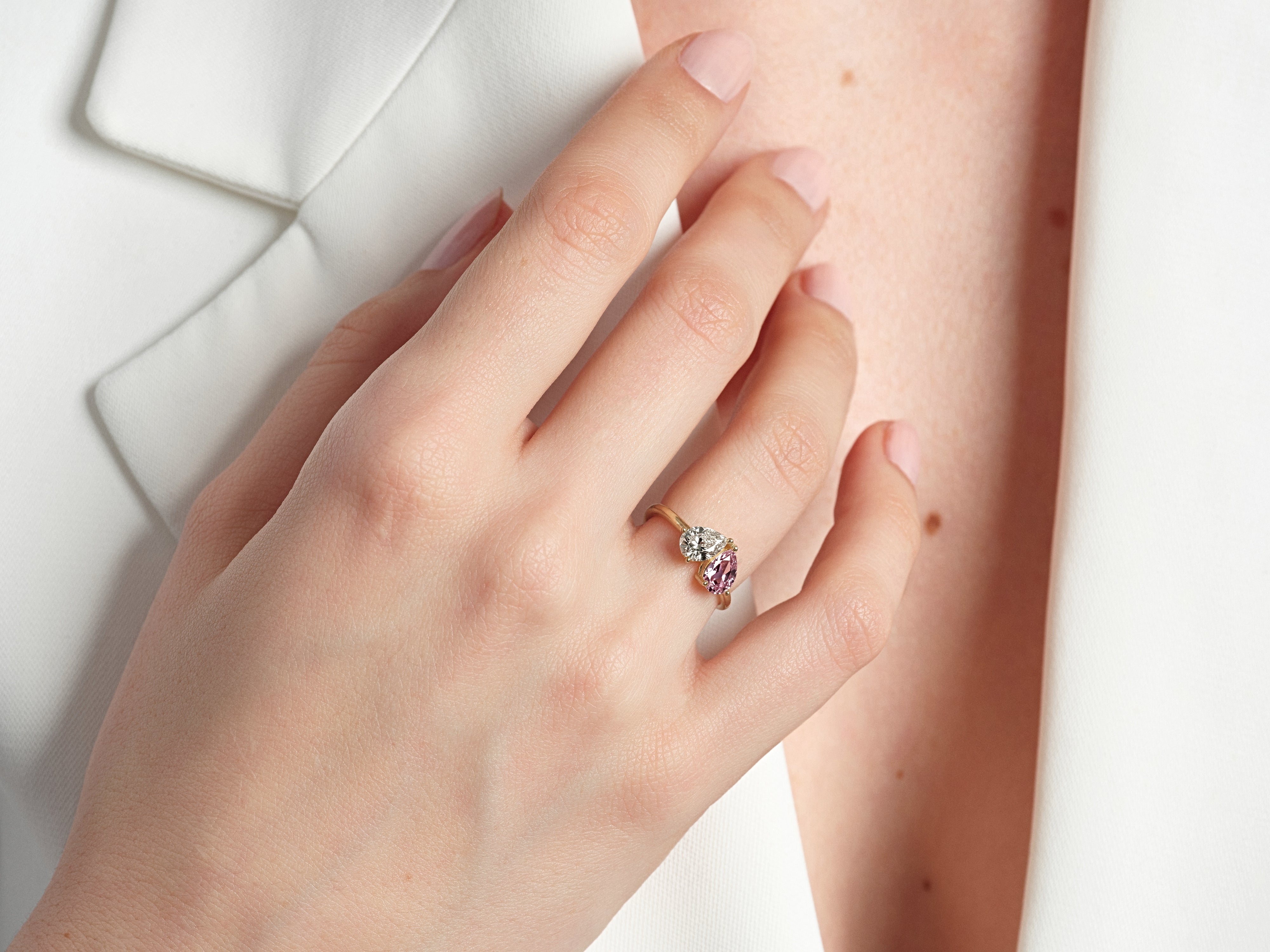 Pear and Pear Toi et Moi Birthstone Ring