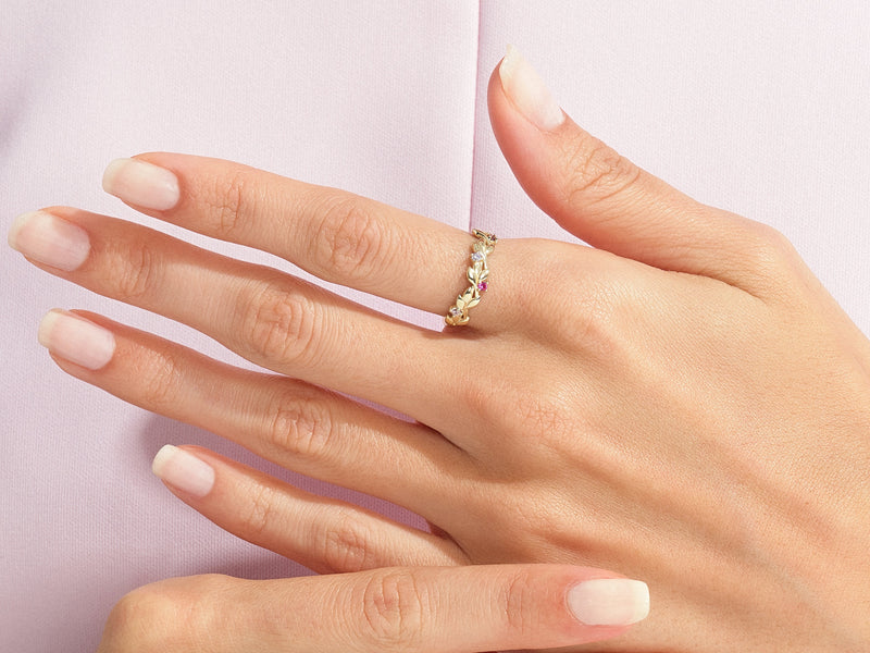 Floral Multi Birthstone Ring