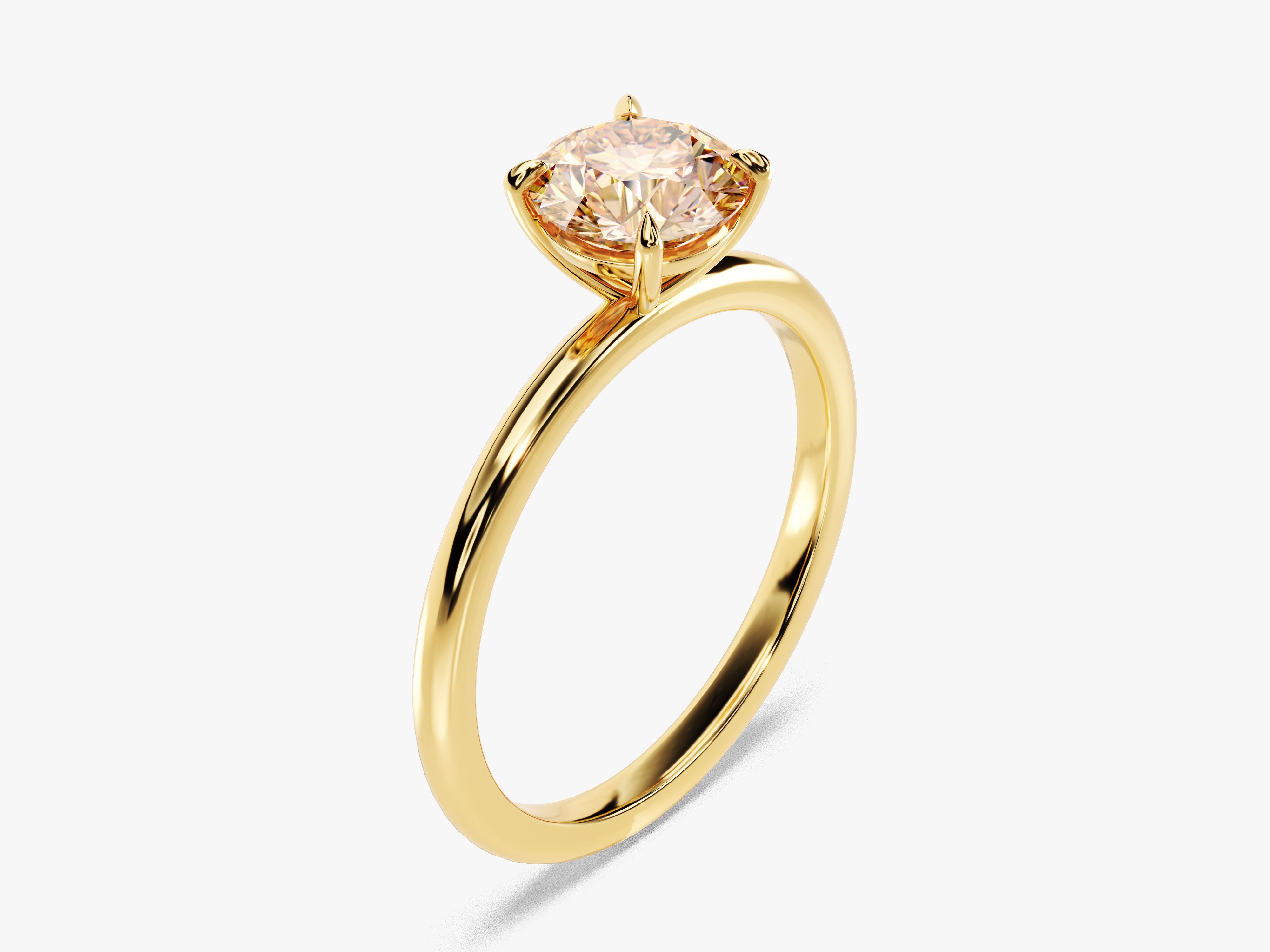 Round Cut Peach Morganite Solitaire Engagement Ring