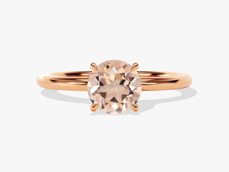 Round Cut Peach Morganite Solitaire Engagement Ring