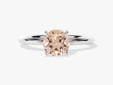 Round Cut Peach Morganite Solitaire Engagement Ring