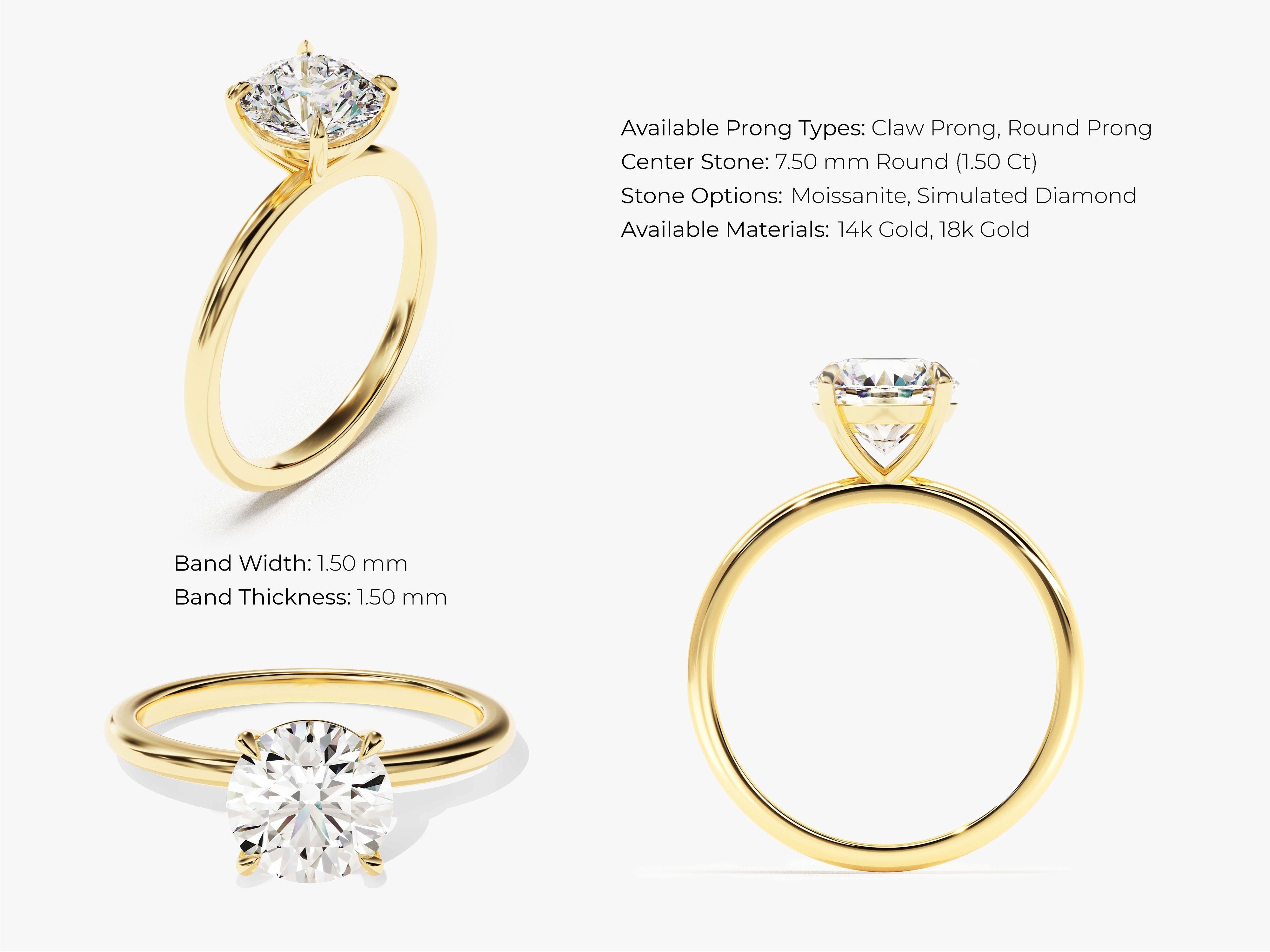 4-Prong Solitaire Round Cut Lab Grown Diamond Engagement Ring (1.50 CT)