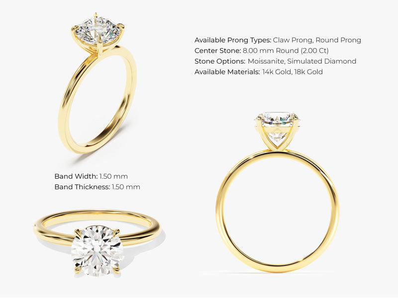 4-Prong Solitaire Round Cut Lab Grown Diamond Engagement Ring (2.00 CT)