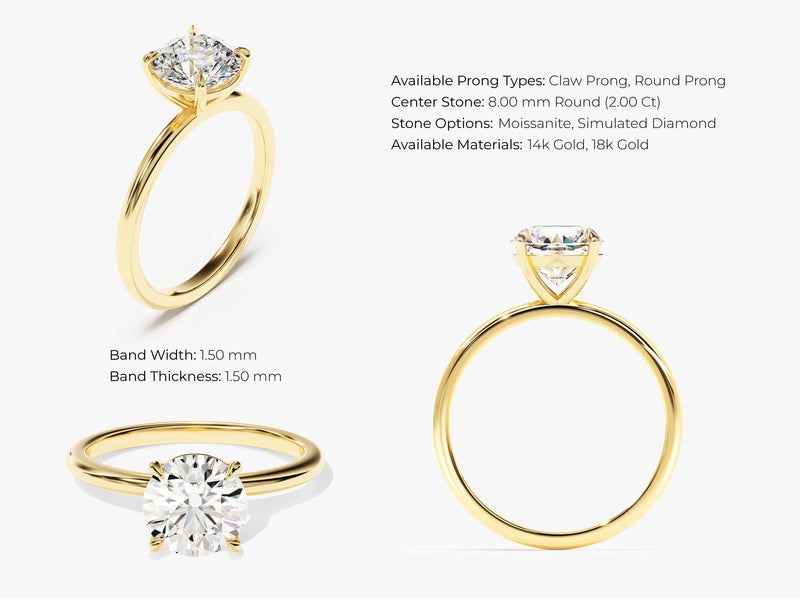 4-Prong Solitaire Round Cut Moissanite Engagement Ring (2.00 CT)