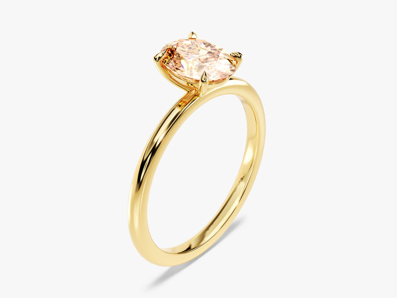 Oval Cut Peach Morganite Solitaire Engagement Ring