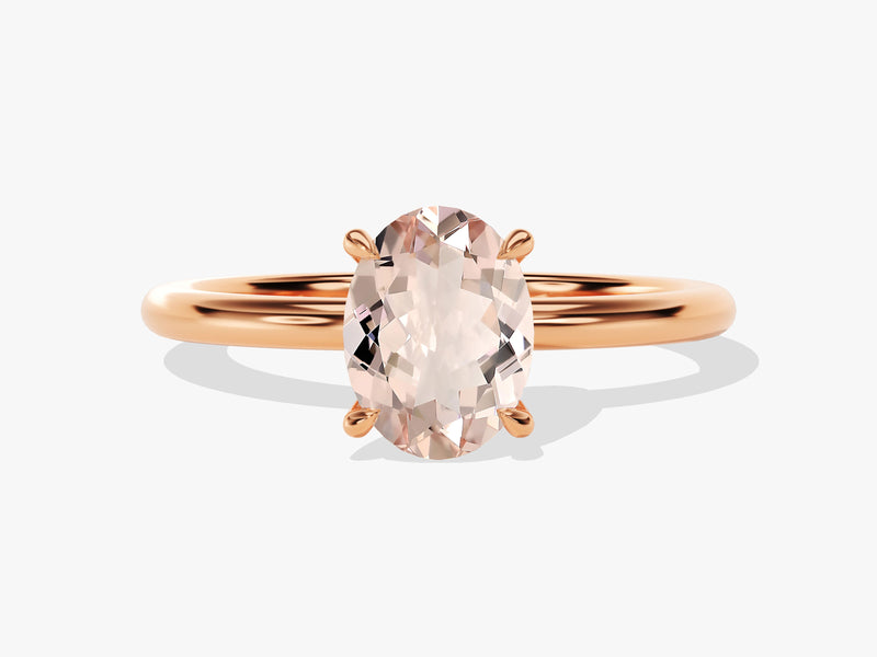 Oval Cut Peach Morganite Solitaire Engagement Ring