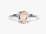 Oval Cut Peach Morganite Solitaire Engagement Ring