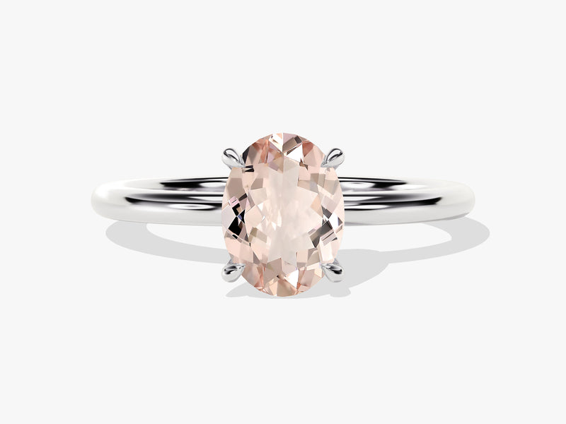 Oval Cut Peach Morganite Solitaire Engagement Ring
