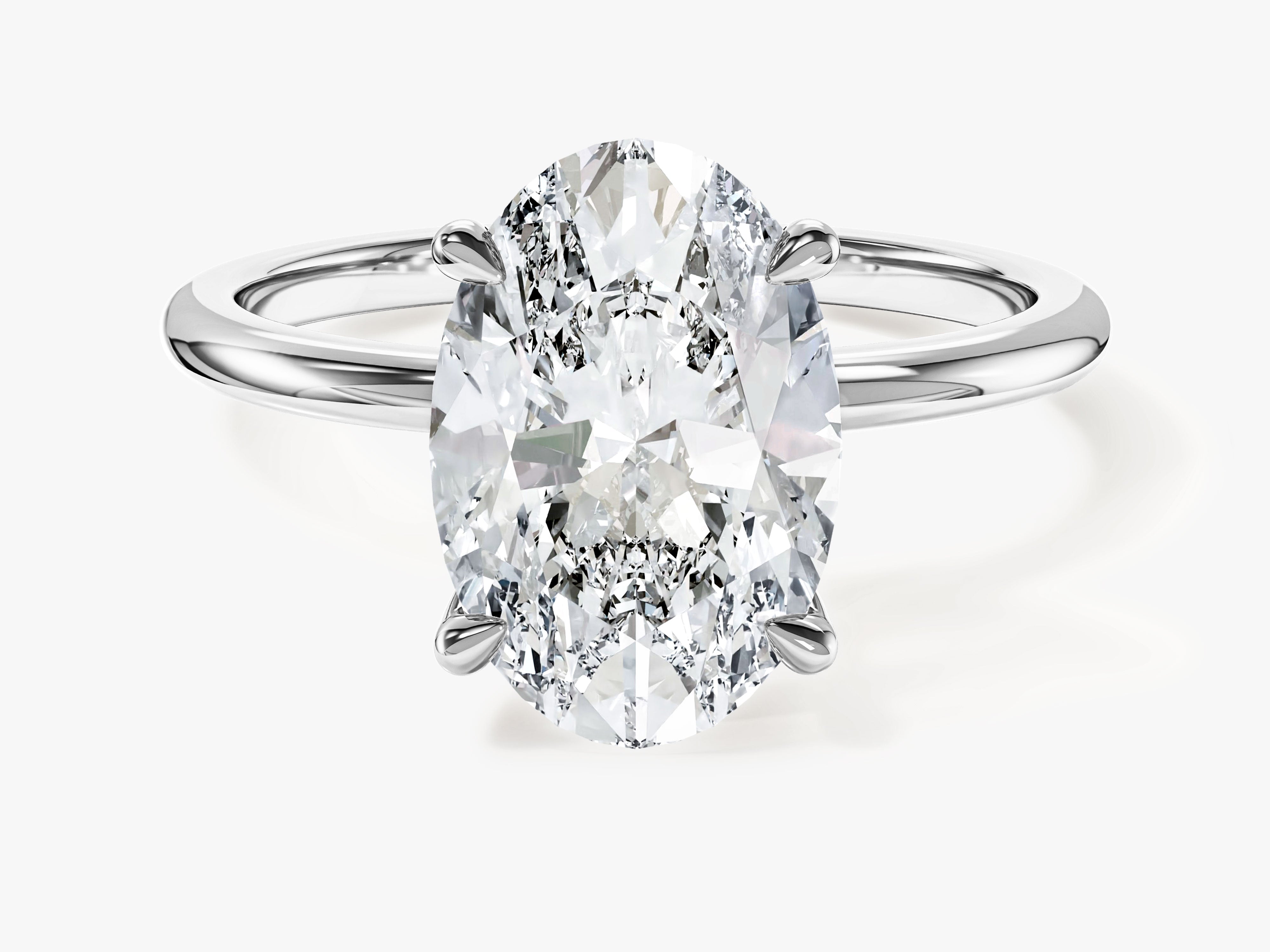 4-Prong Solitaire Oval Cut Moissanite Engagement Ring (3.00 CT)
