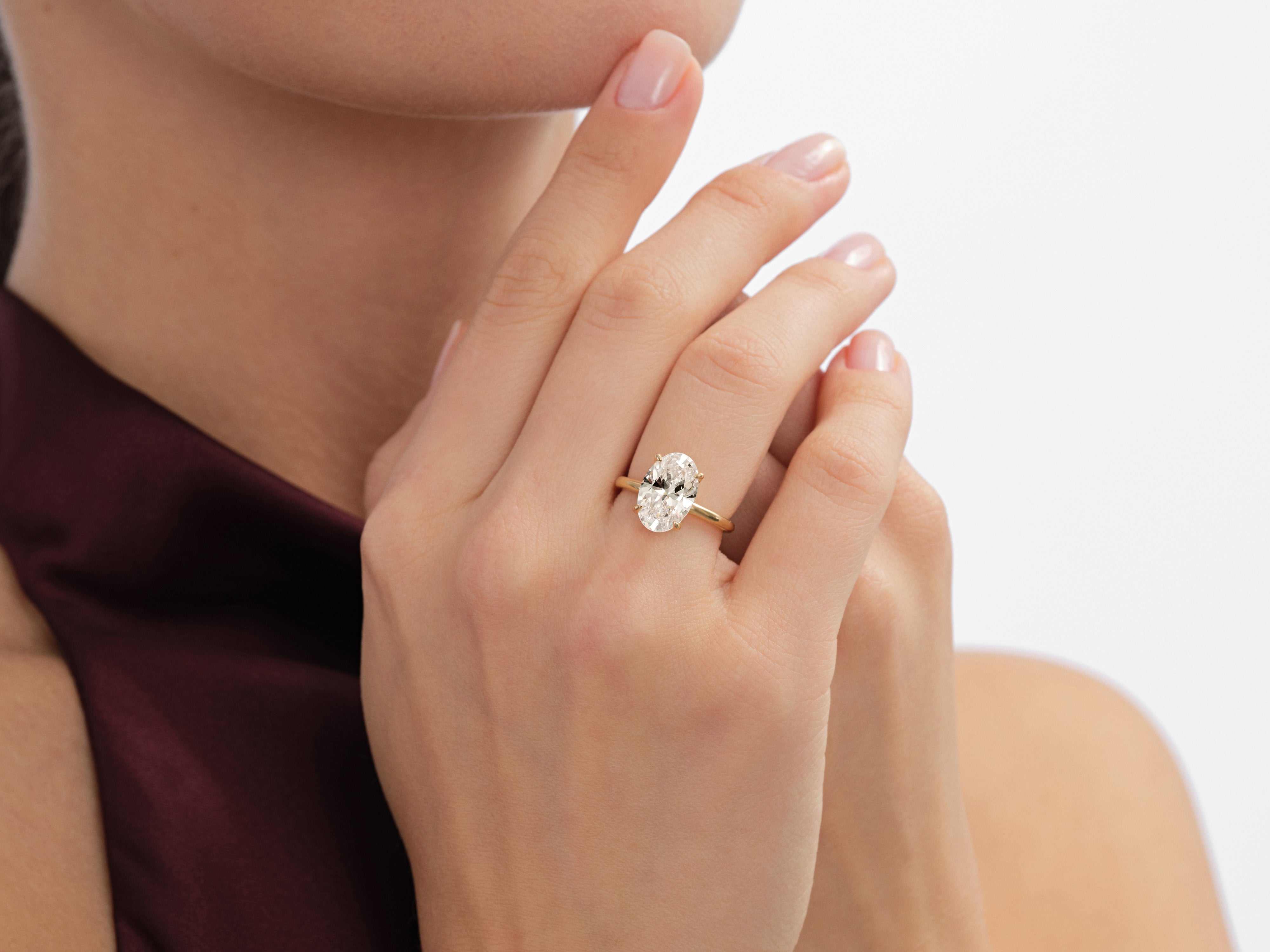 4-Prong Solitaire Oval Cut Moissanite Engagement Ring (3.00 CT)