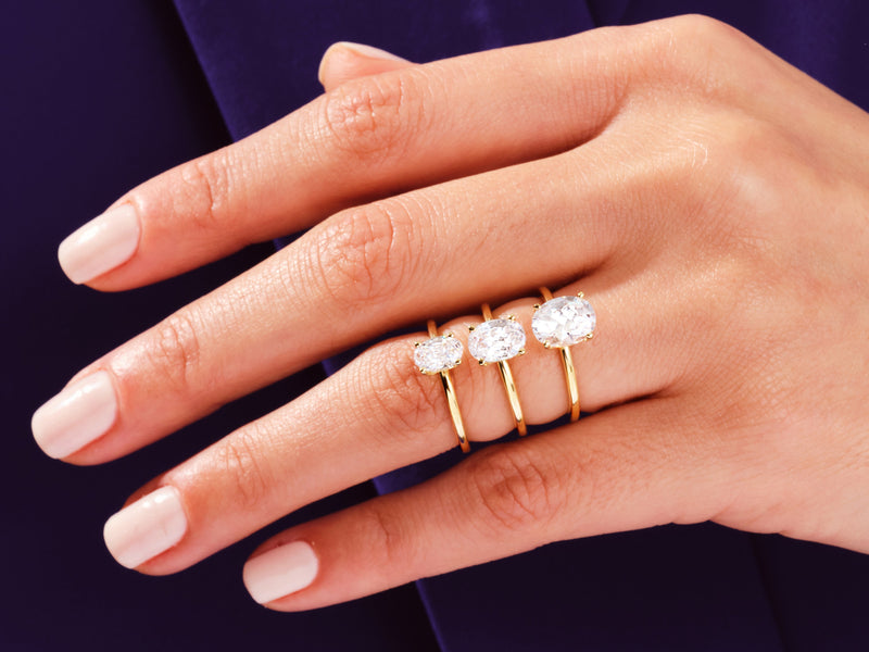 4-Prong Solitaire Oval Cut Lab Grown Diamond Engagement Ring (3.00 CT)