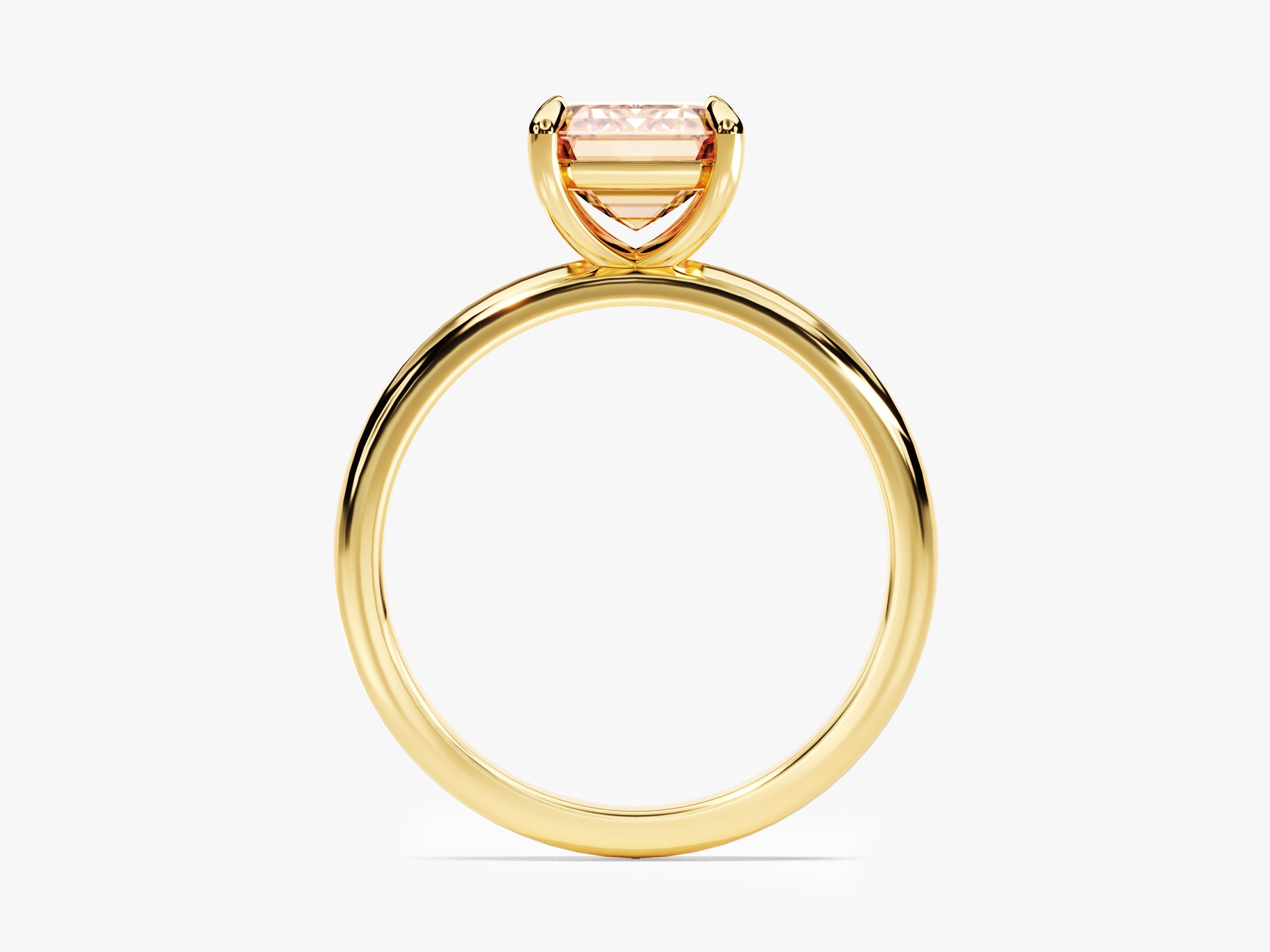 Emerald Cut Peach Morganite Solitaire Engagement Ring