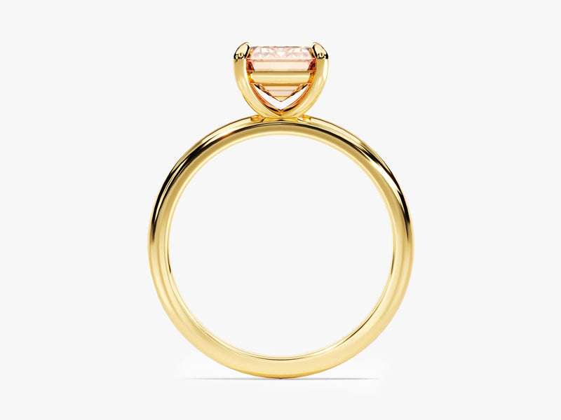 Emerald Cut Peach Morganite Solitaire Engagement Ring