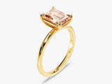 Emerald Cut Peach Morganite Solitaire Engagement Ring