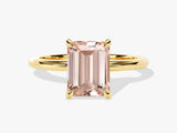 Emerald Cut Peach Morganite Solitaire Engagement Ring
