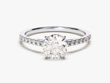 Cathedral Round Cut Diamond Engagement Ring with Pave Set Sidestones (1.00 CT)
