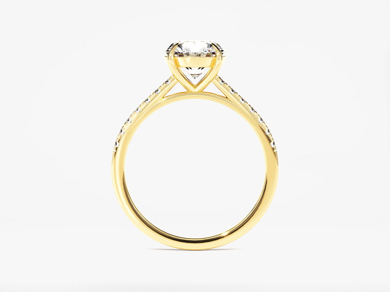 Cathedral Round Cut Lab Grown Diamond Engagement Ring with Pave Set Sidestones (1.50 CT)