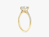 Cathedral Round Cut Lab Grown Diamond Engagement Ring with Pave Set Sidestones (1.50 CT)