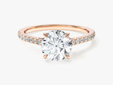 Cathedral Round Cut Lab Grown Diamond Engagement Ring with Pave Set Sidestones (1.50 CT)