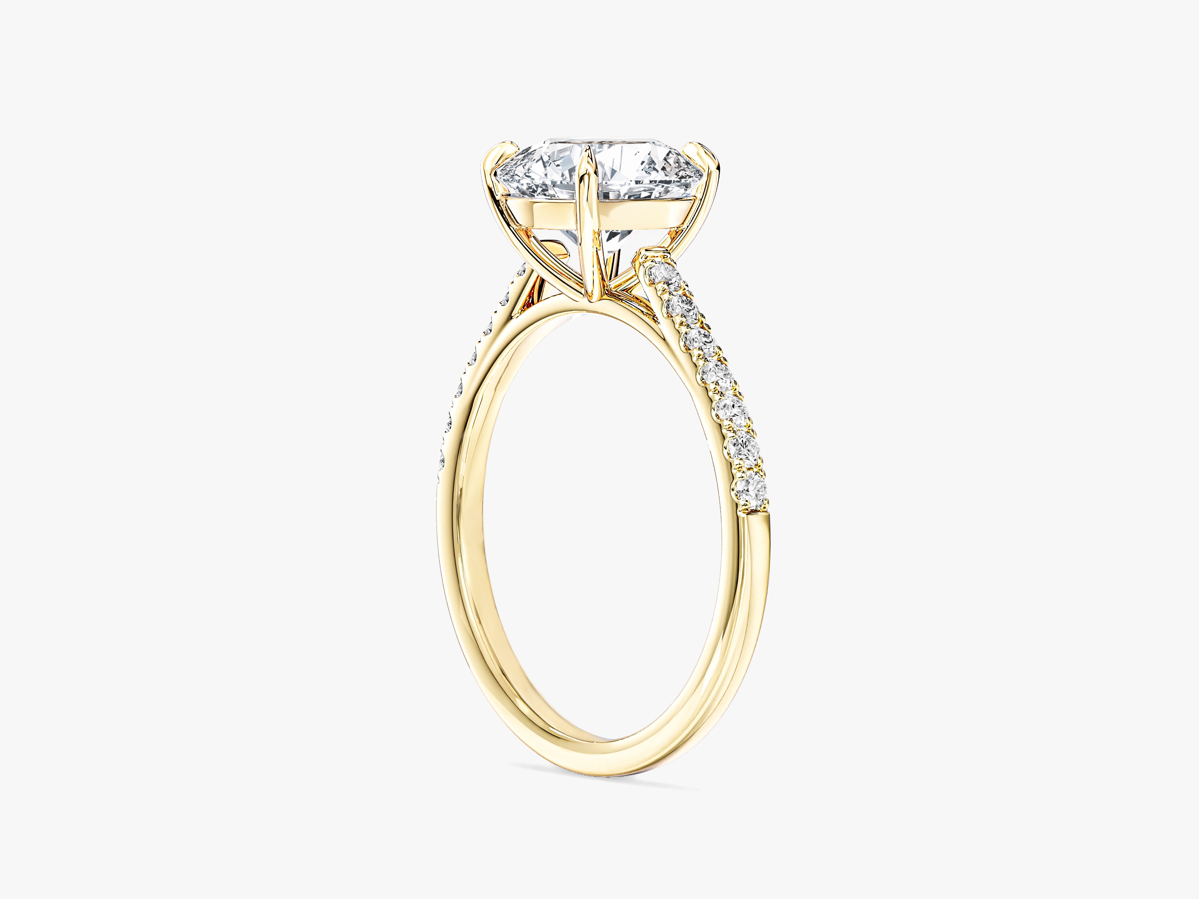 Cathedral Round Cut Moissanite Engagement Ring with Pave Set Side Stones (2.00 CT)
