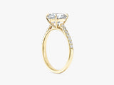 Cathedral Round Cut Moissanite Engagement Ring with Pave Set Side Stones (2.00 CT)