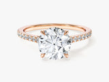 Cathedral Round Cut Lab Grown Diamond Engagement Ring with Pave Set Sidestones (2.00 CT)