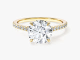 Cathedral Round Cut Lab Grown Diamond Engagement Ring with Pave Set Sidestones (2.00 CT)